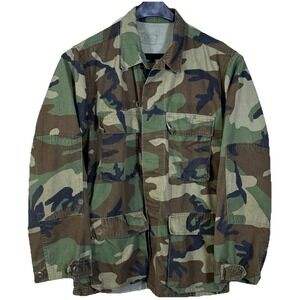 US Army Military Light Field Jacket Small Woodland Camo Lightly‎ Distressed
